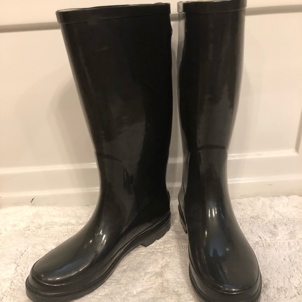 Glossy Black Rain Boots